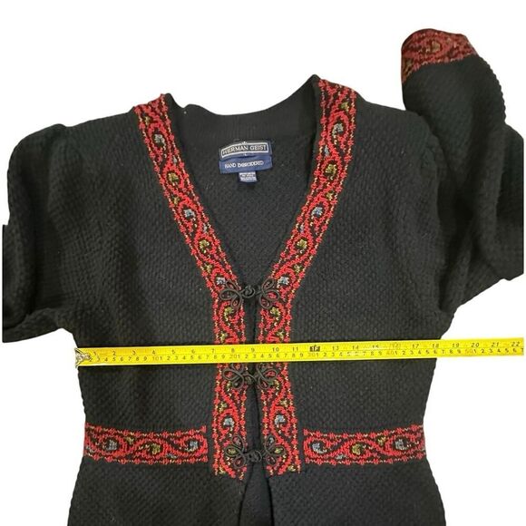 VINTAGE 100% Shetland Wool Hand Embroidered Icelandic Cardigan Women’s SZ Large - Picture 9 of 13